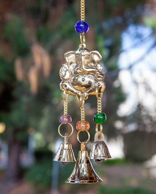 Brass Ganesha Chime With Bells & Beads