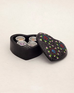 Soapstone Heart Box With Colored Flowers