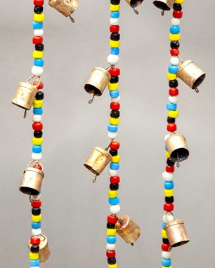 Ten Tin Bells On A Cord With Beads