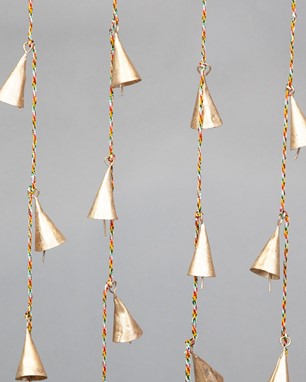 Eight Cone Shape Tin Bells On A Cord