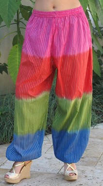 Cotton Harem Pants With Lurex Stripes