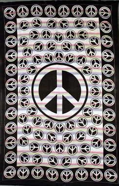 Striped Tapestry With Peace Sign