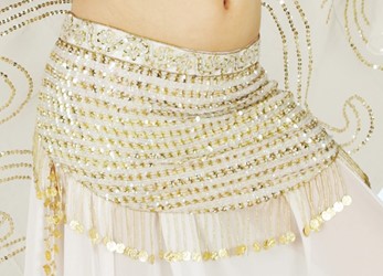 Chiffon Hip Wrap With Sequins & Coins