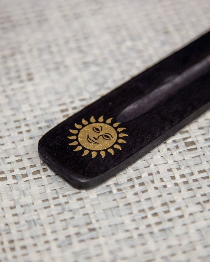 India Arts Wood Incense Burner W/ Painted Sun BB028