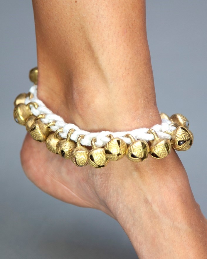 India Arts Bell Anklet On Natural Color Cord BL022