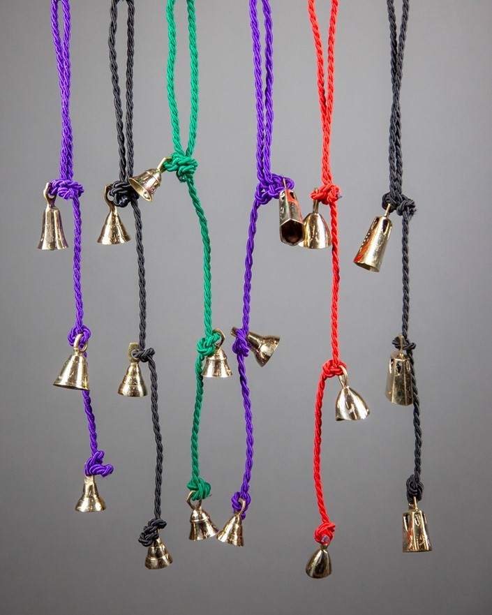 India Arts Brass Bells On Colored Cords BS020