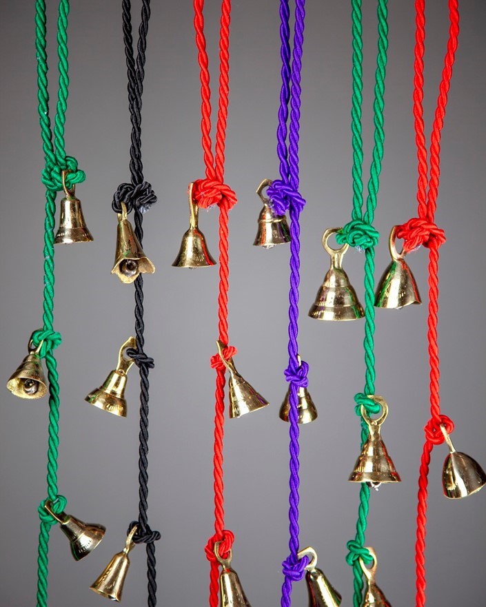 India Arts Brass Bells On Colored Cords BS050