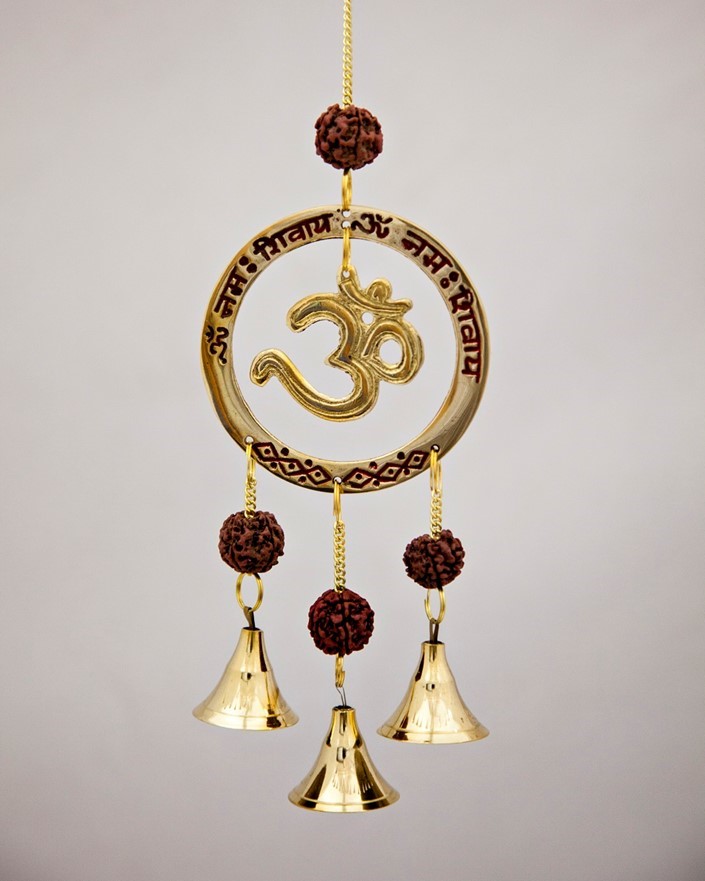 India Arts Brass Om Ornament with Beads & Bells BS375