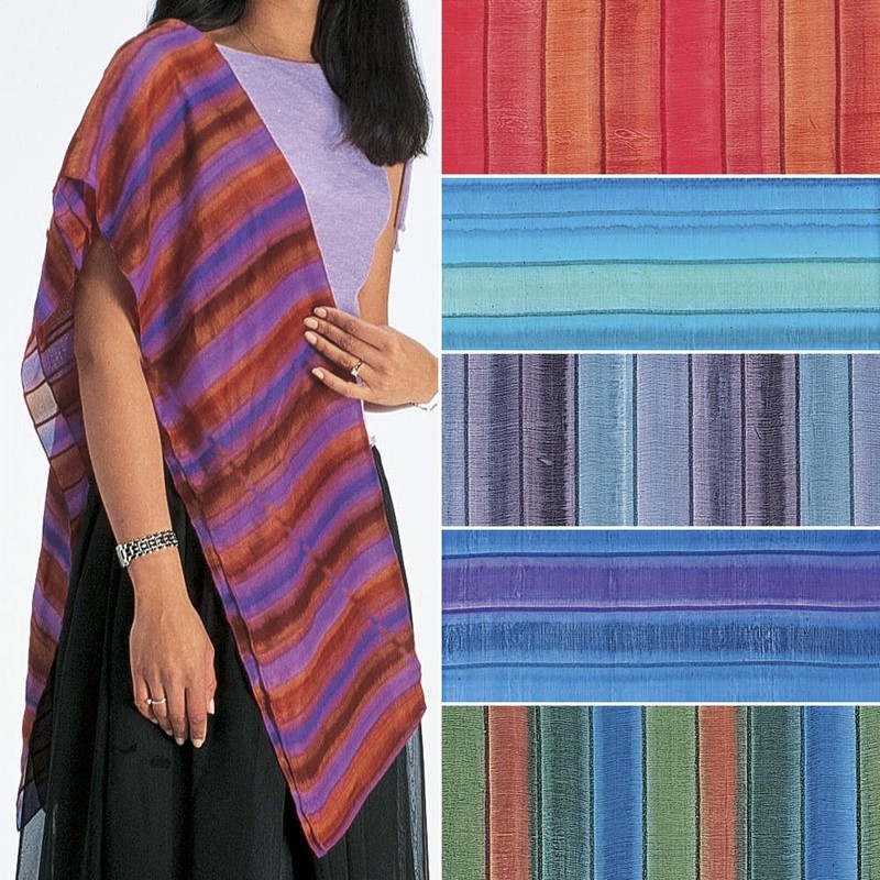 Silk Scarves W/ Ribbed Stripes CS075