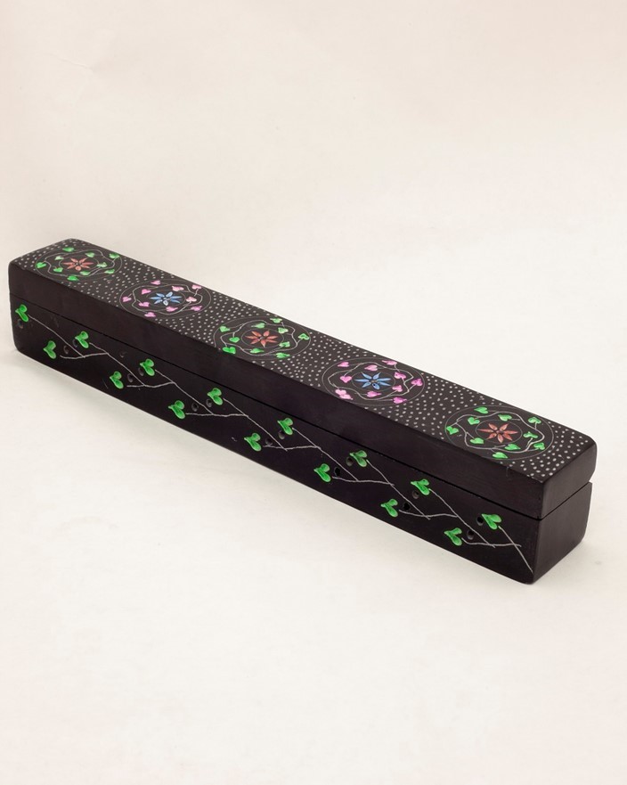 India Arts Floral Soapstone Box Incense Burner JL687