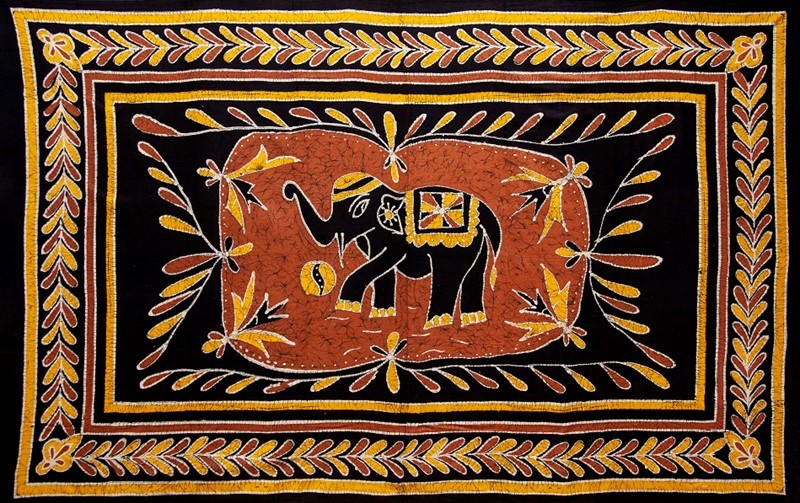 India Arts Cotton Batik Elephant Tapestry 062-12