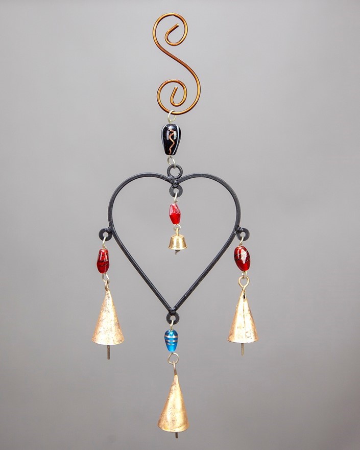 Iron Heart Chime with Beads & Bells TS103