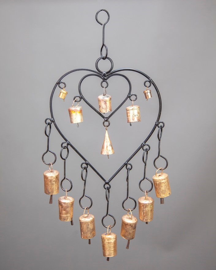 Iron Double Heart Chime W/ 13 Bells TS506