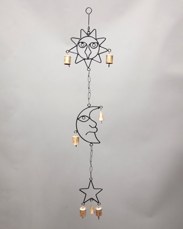 India Arts Iron Sun/Moon/Star Chime W/ Glass TS810