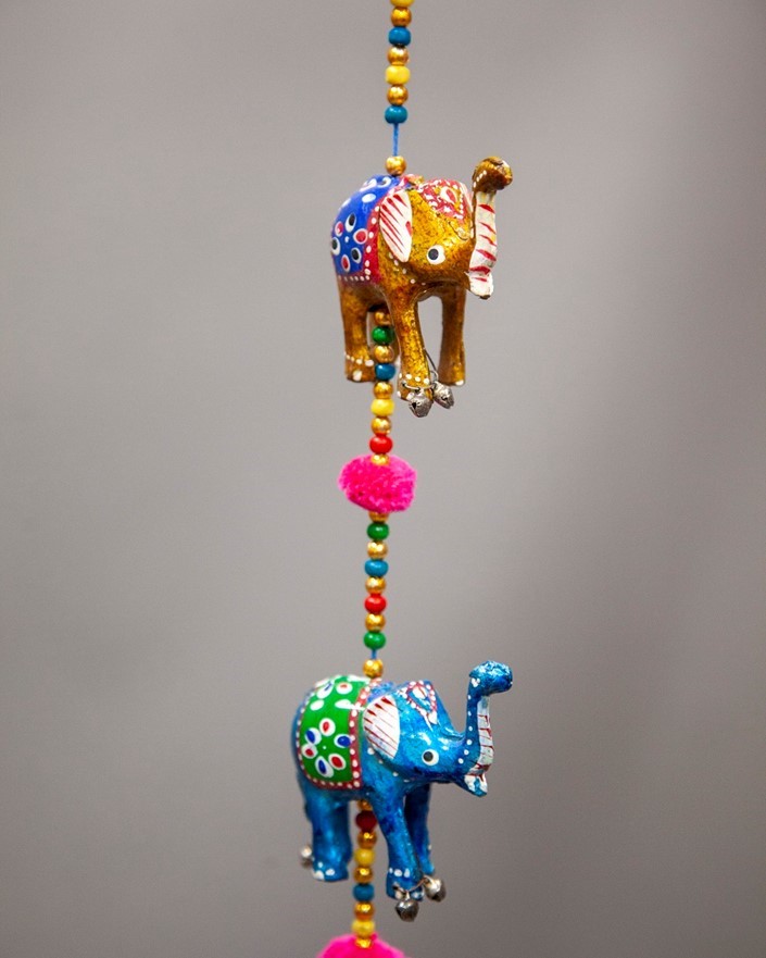 India Arts Wind Chime With 5 Elephants & Bells TS856
