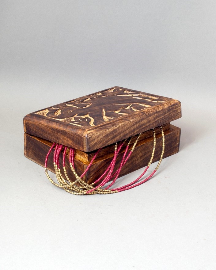 India Arts 5x7 Mango Wood Elephant Box WB109
