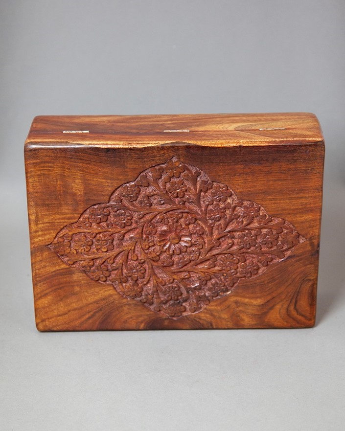 India Arts 8x11 Hand Carved Wood Box WB247