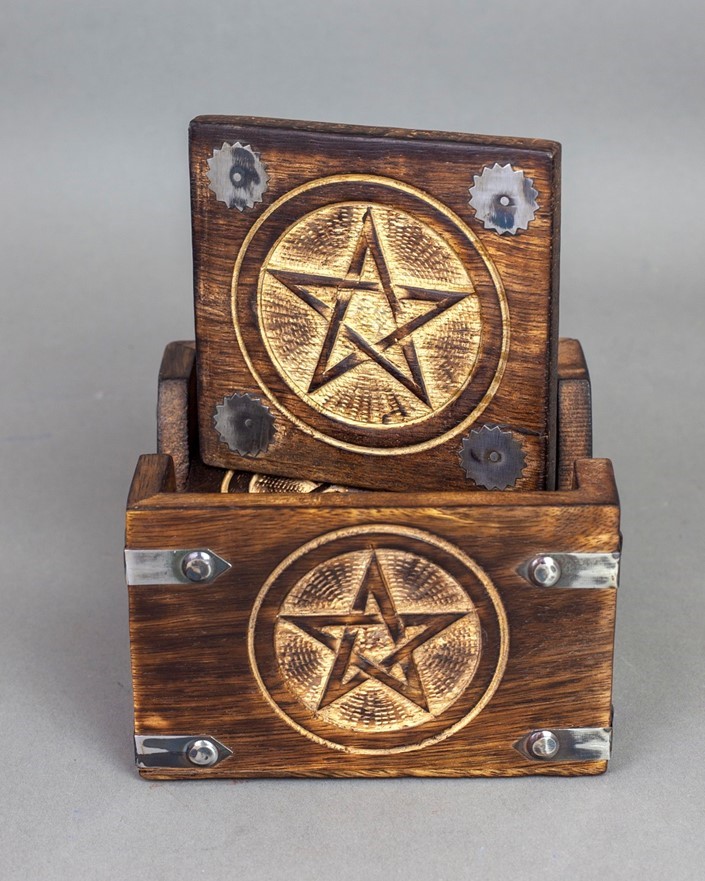 Wood Pentagram Coaster Set WC034