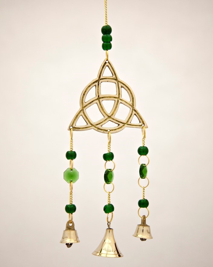 Brass Celtic Triquetra Chime W/ Beads BS334