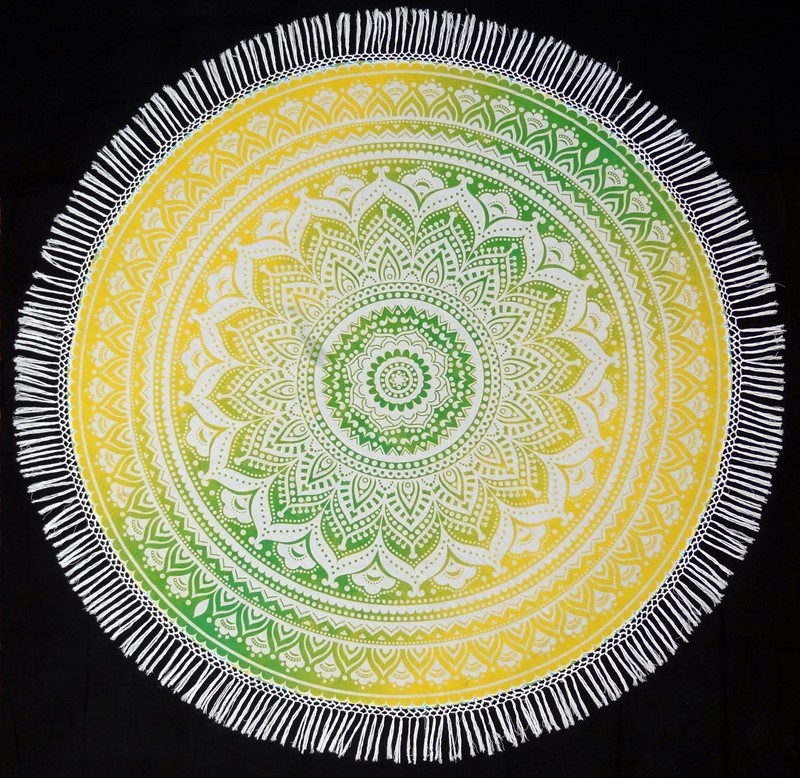 India Arts Tie Dye Mandala Tablecloth With Fringe TC350-03
