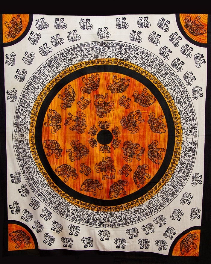 India Arts Heavyweight Elephant Tapestry W/ Fringe<br>(Double Size Only) 036-03