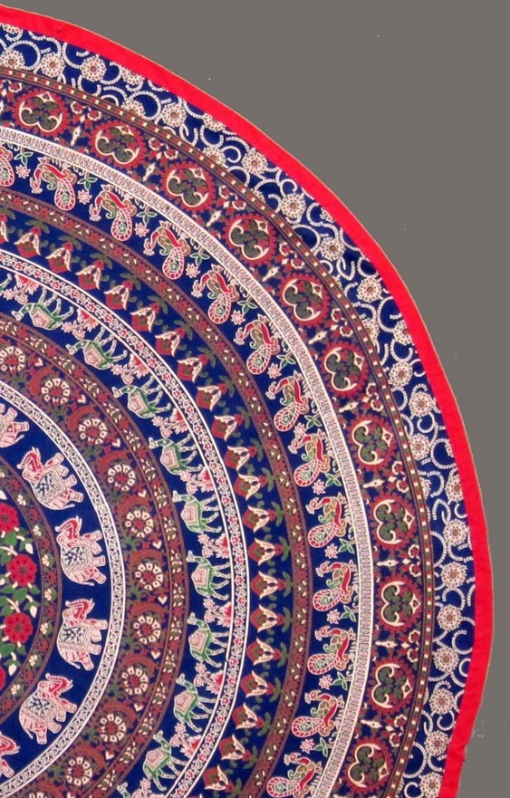 India Arts Large Elephant/Peacock Mandala Tablecloth TC360-01