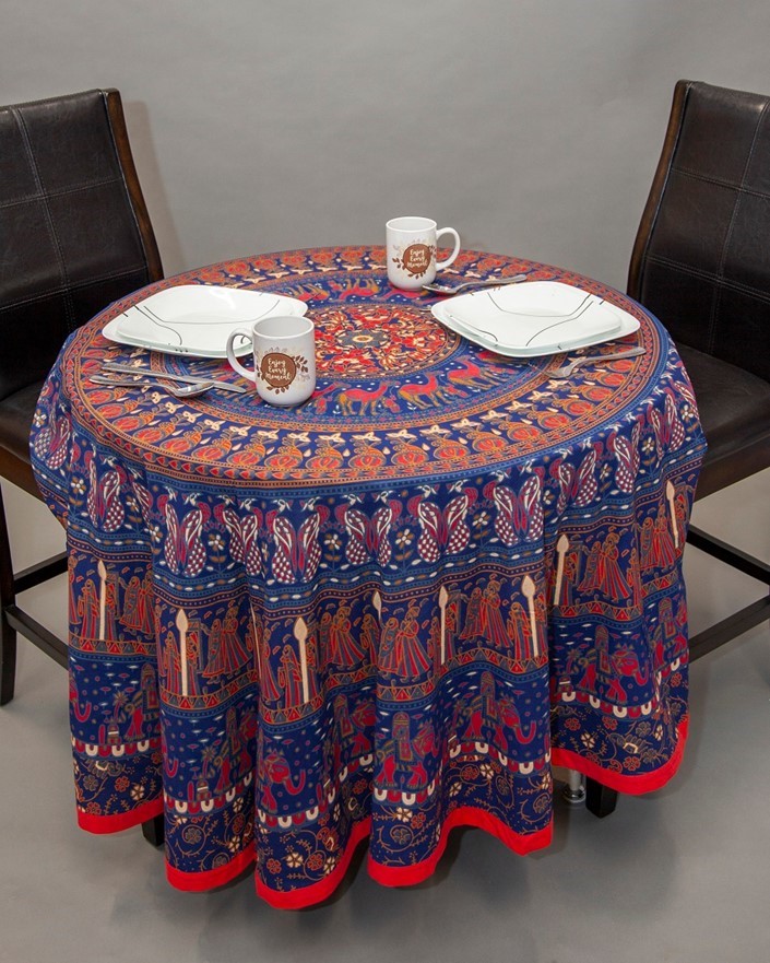 India Arts Large Camel/Peacock Mandala Tablecloth TC360-09