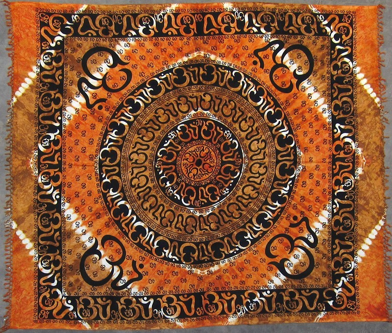 India Arts Heavyweight Om Tapestry W/ Fringe <br> (Double Size Only) 427-03