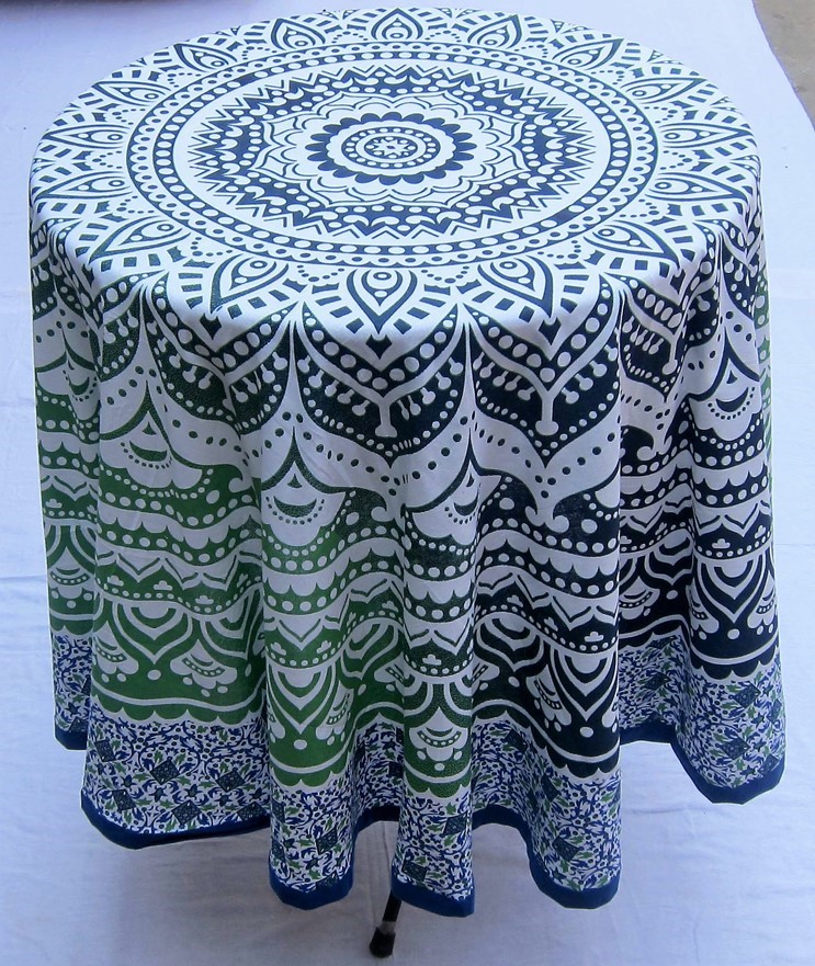 India Arts Round Cotton 3D Floral Tablecloth TC370-04