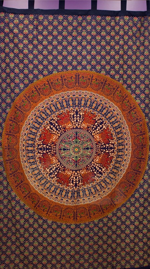 Cotton Elephant/Peacock Curtain CT430-02