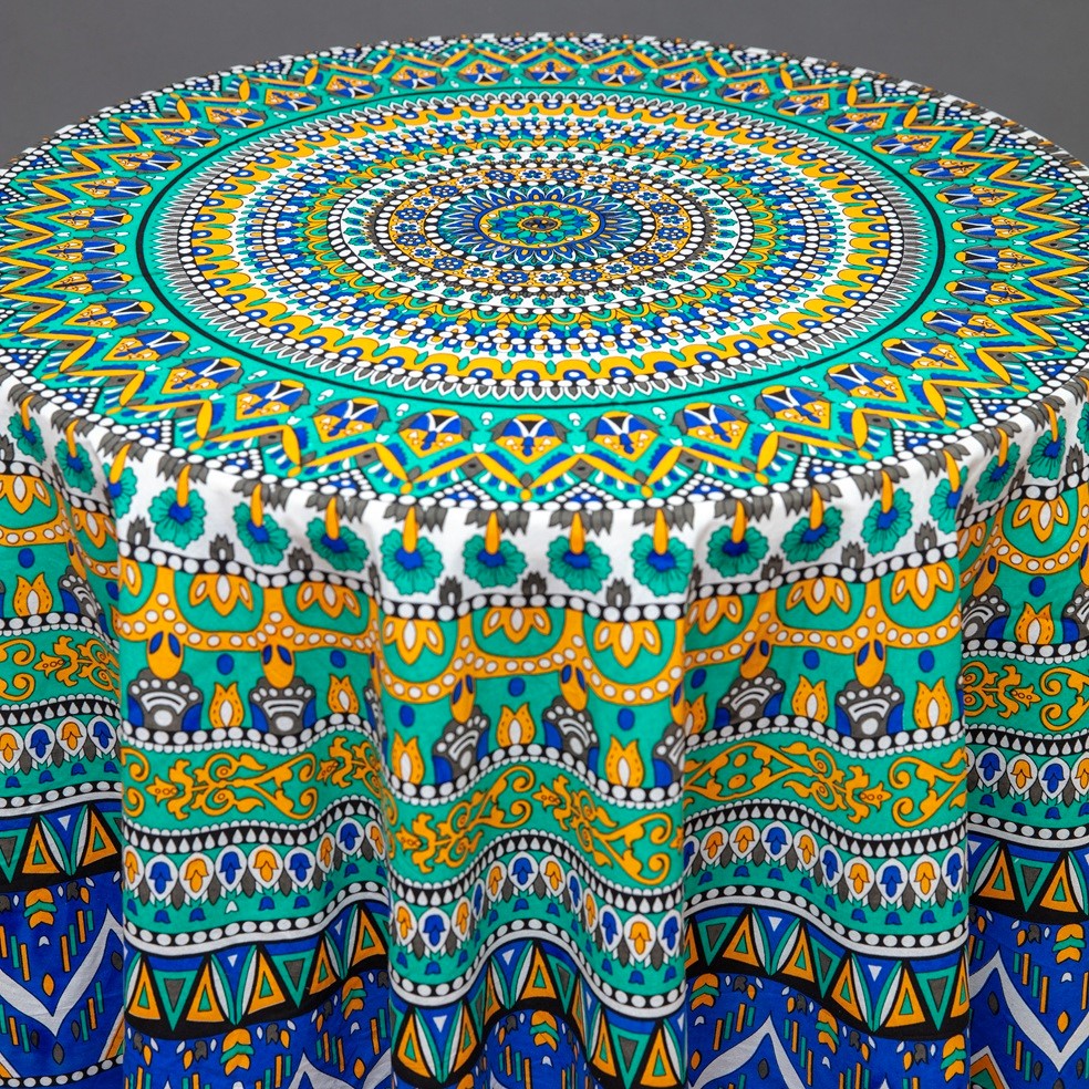 India Arts Large Cotton Multi Color Tablecloth TC401-03