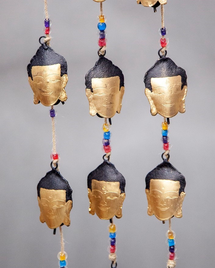 India Arts String Chime With 4 Buddha Heads TS796