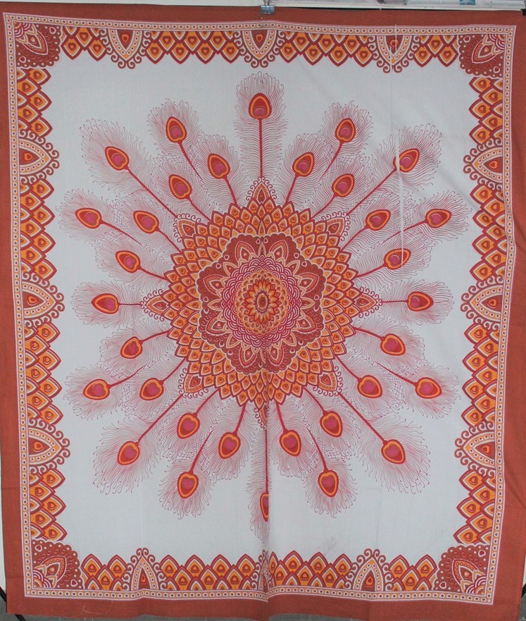 India Arts Peacock Style Cotton Tapestry<br>(Double Size Only) 385-03