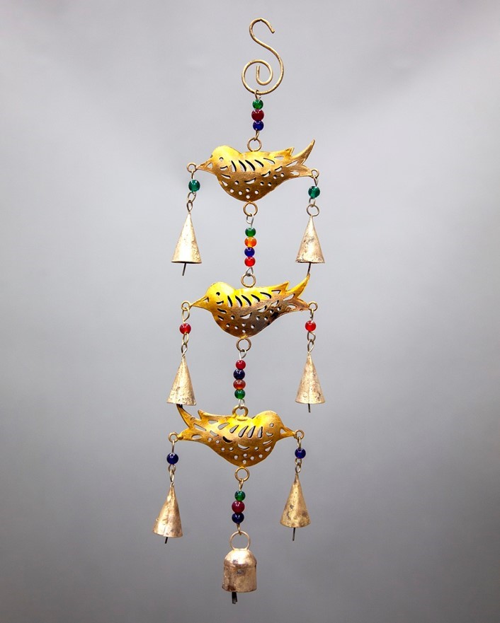 India Arts Beaded Triple Bird Chime w/ 7 Bells TS803