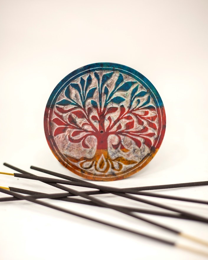 India Arts Tie Dye Tree Incense Plate JL948