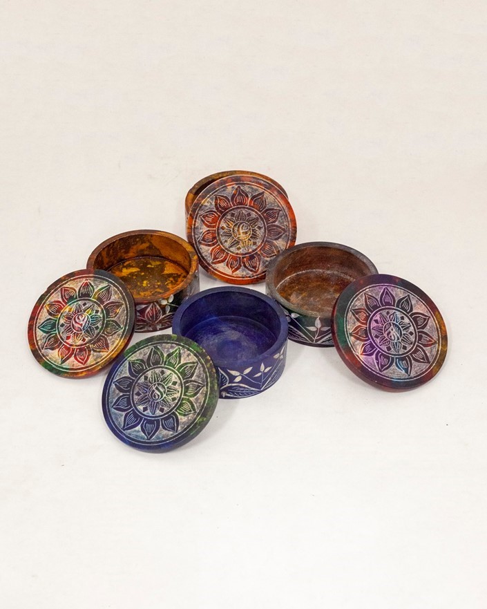 India Arts Round Soapstone Tie Dye Box Set JL942