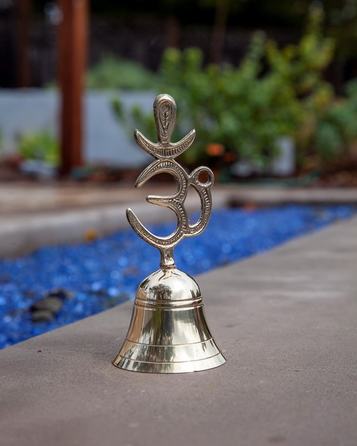 6 Inch Brass Om Handle Bell BL060