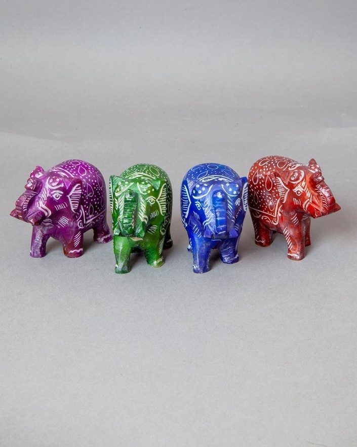 2-Inch Colorful Soapstone Elephant Set JL965