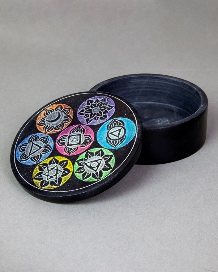 India Arts 7 Chakra Soapstone Incense Burner JL958