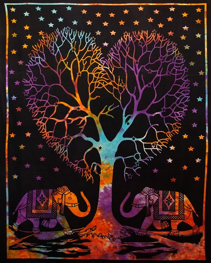 Two Elephants Under Tree Wall Hanging SW120-07