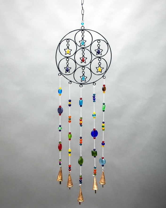 Iron Celestial Windchime with Beads & Bells TS831
