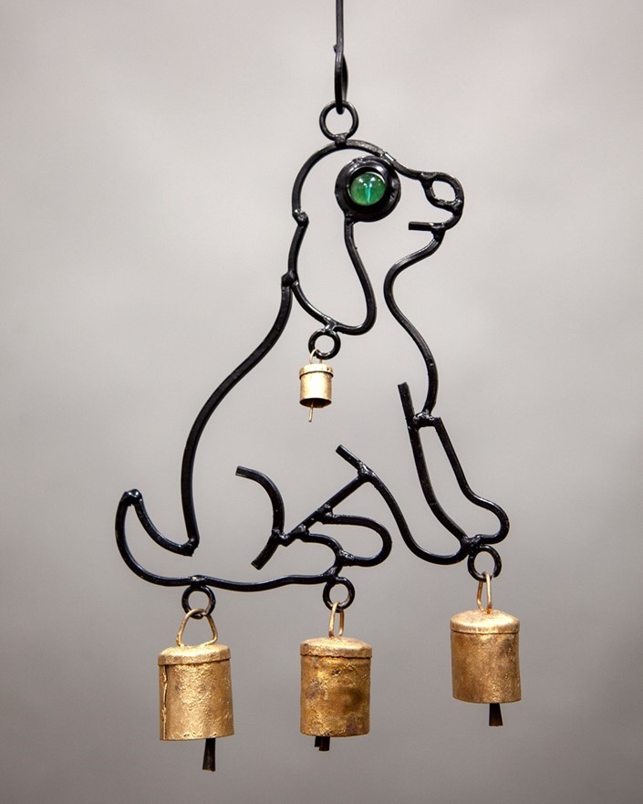 Dog Windchime With Glass Eye TS880