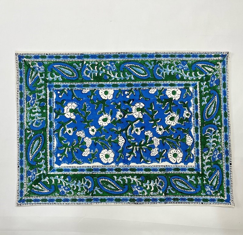 India Arts Handblocked Floral Place Mat TM103-02