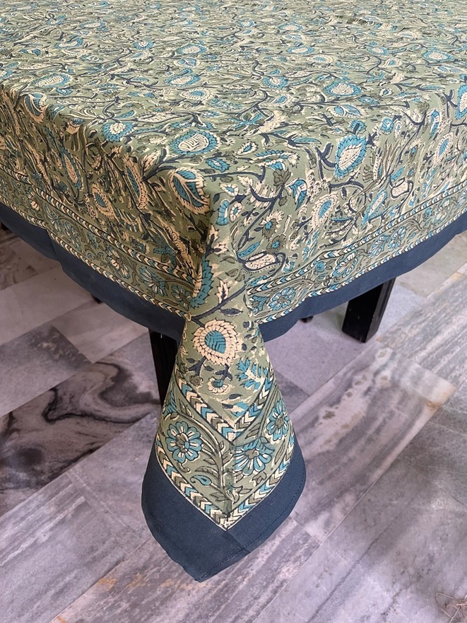 Handblocked Floral Tablecloth TC365-04