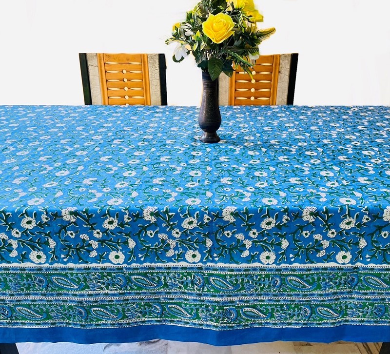 Handblocked Floral Tablecloth TC365-06