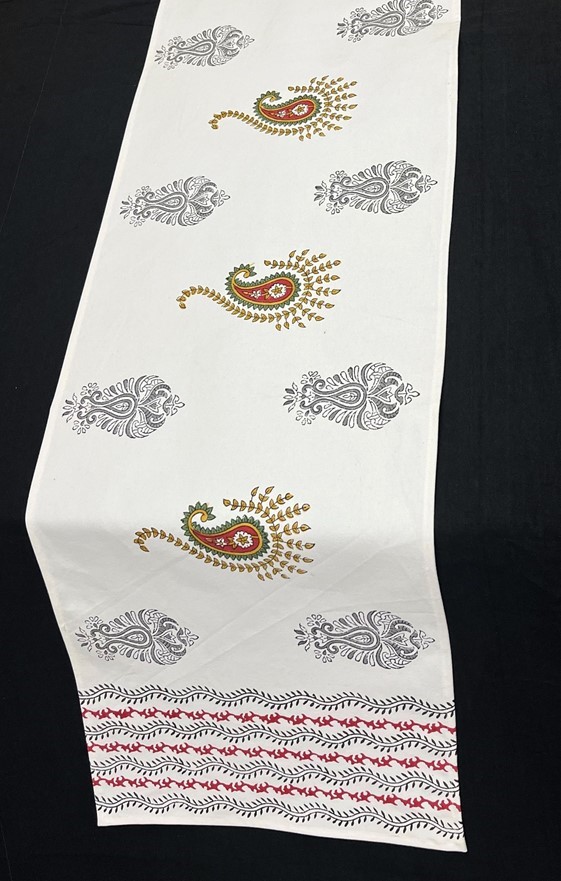 India Arts Handblocked Paisley Table Runner TR435-01