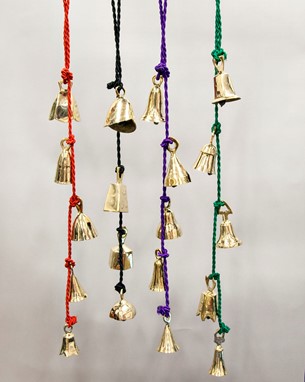 Brass Bells On Colored Cords