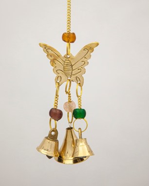 Brass Butterfly Chime With Bells & Beads