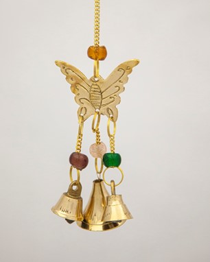 Brass Butterfly Chime W/ Bells & Beads