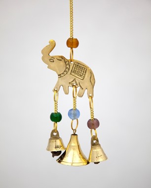 Brass Elephant Chime W/ Beads